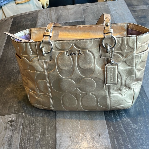 Coach East West gold embossed, shoulder tote